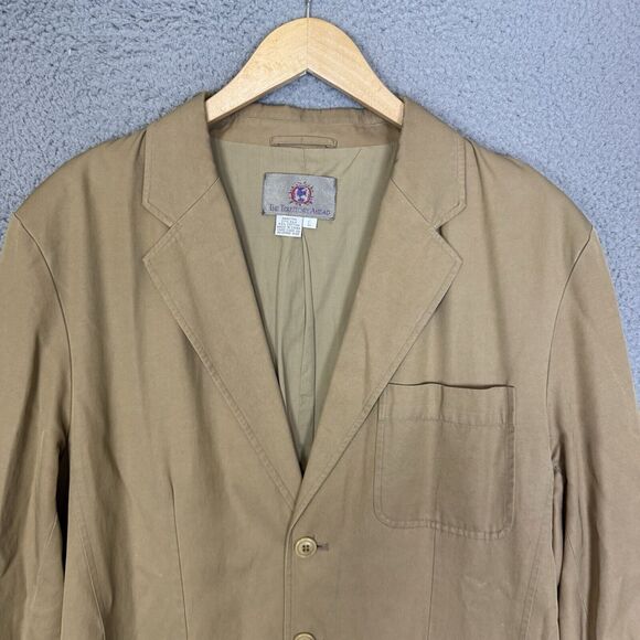 S‎ Territory Ahead Blazer Jacket Men's L Beige Silk Cotton Blend 3 Button - Picture 2 of 6